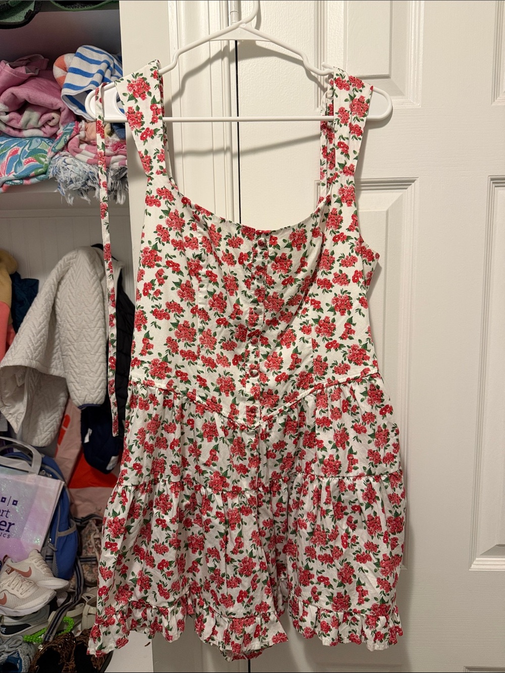 wild fable White with Red Rose Print romper